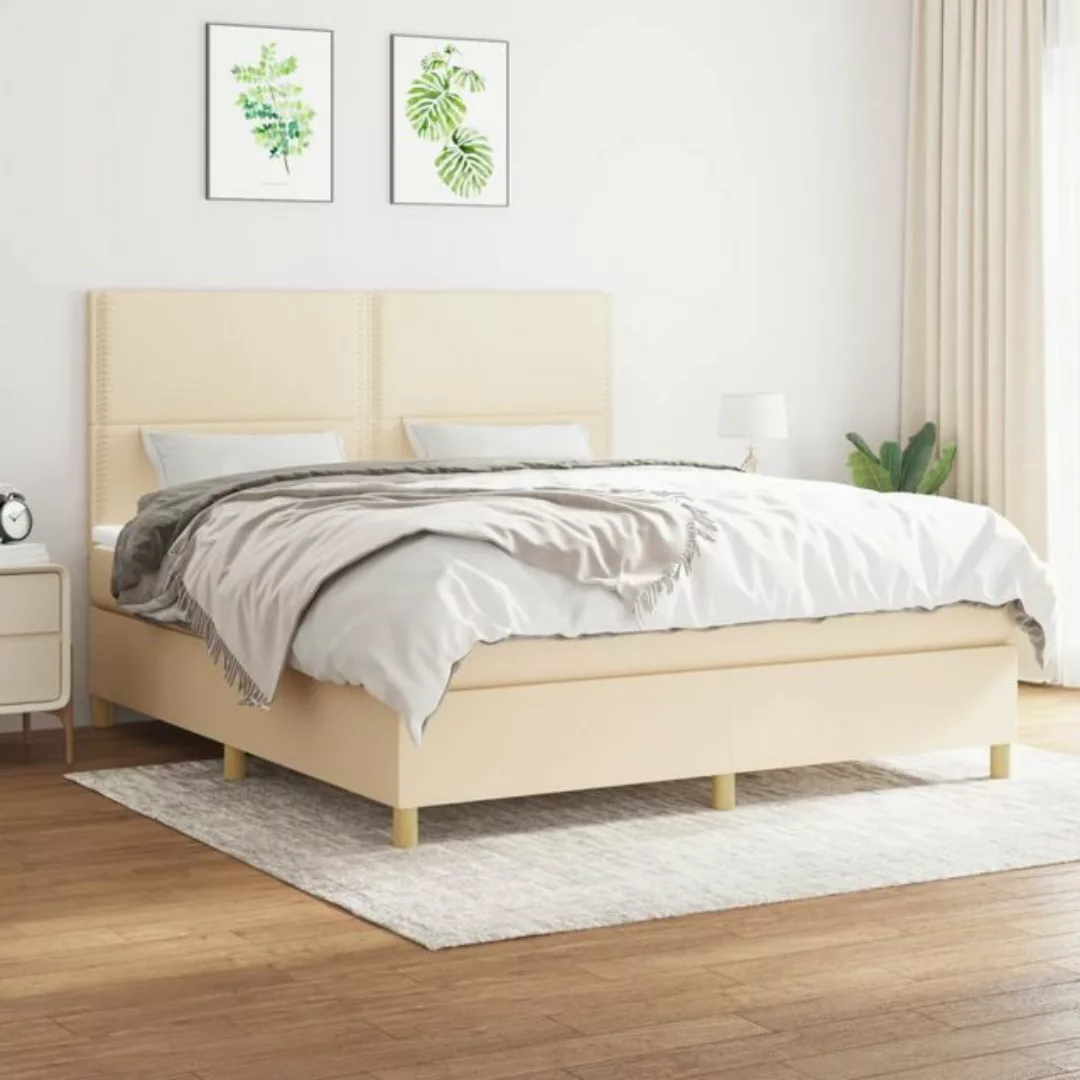 vidaXL Boxspringbett Boxspringbett mit Matratze Creme 160x200 cm Stoff Bett günstig online kaufen