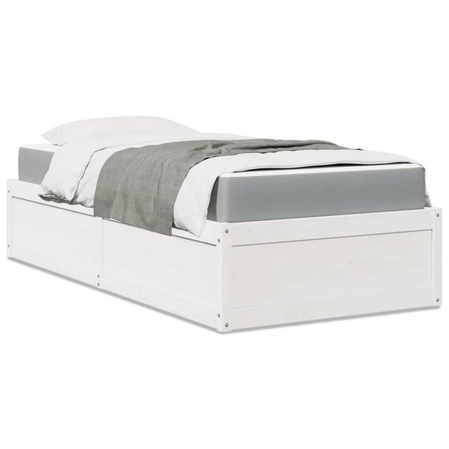 vidaXL Bettgestell Bett mit Matratze Weiß 90x200 cm Massivholz Kiefer Bett günstig online kaufen