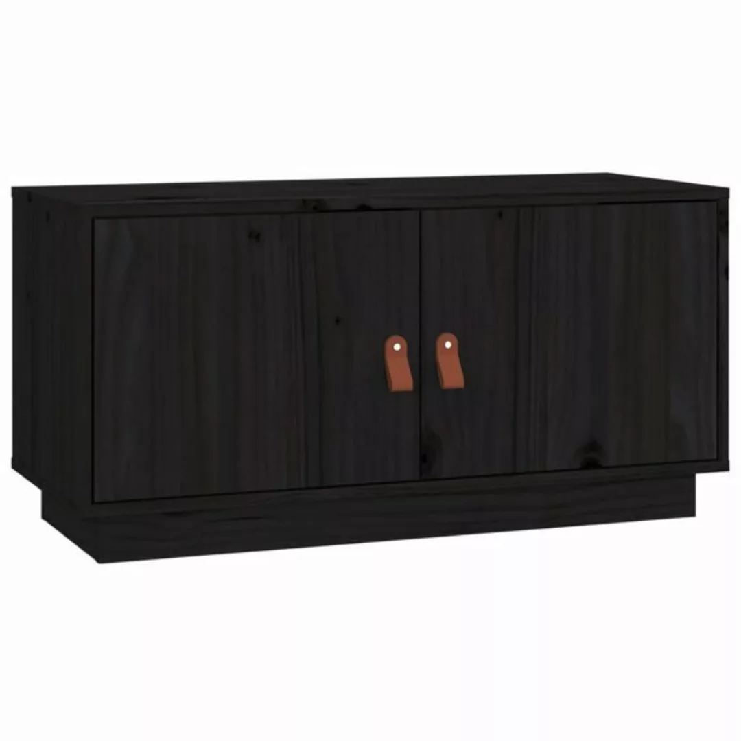 furnicato TV-Schrank Schwarz 80x34x40 cm Massivholz Kiefer günstig online kaufen