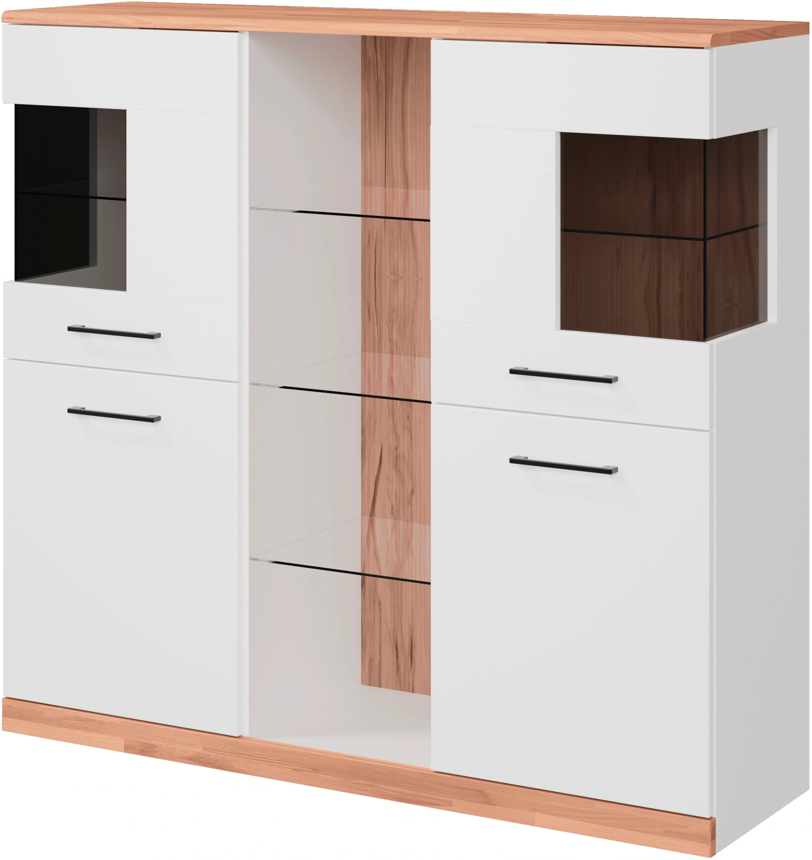 Home affaire Highboard "Ribe,120cm breit,112cm hoch,12 Fächer", Oberplatte günstig online kaufen