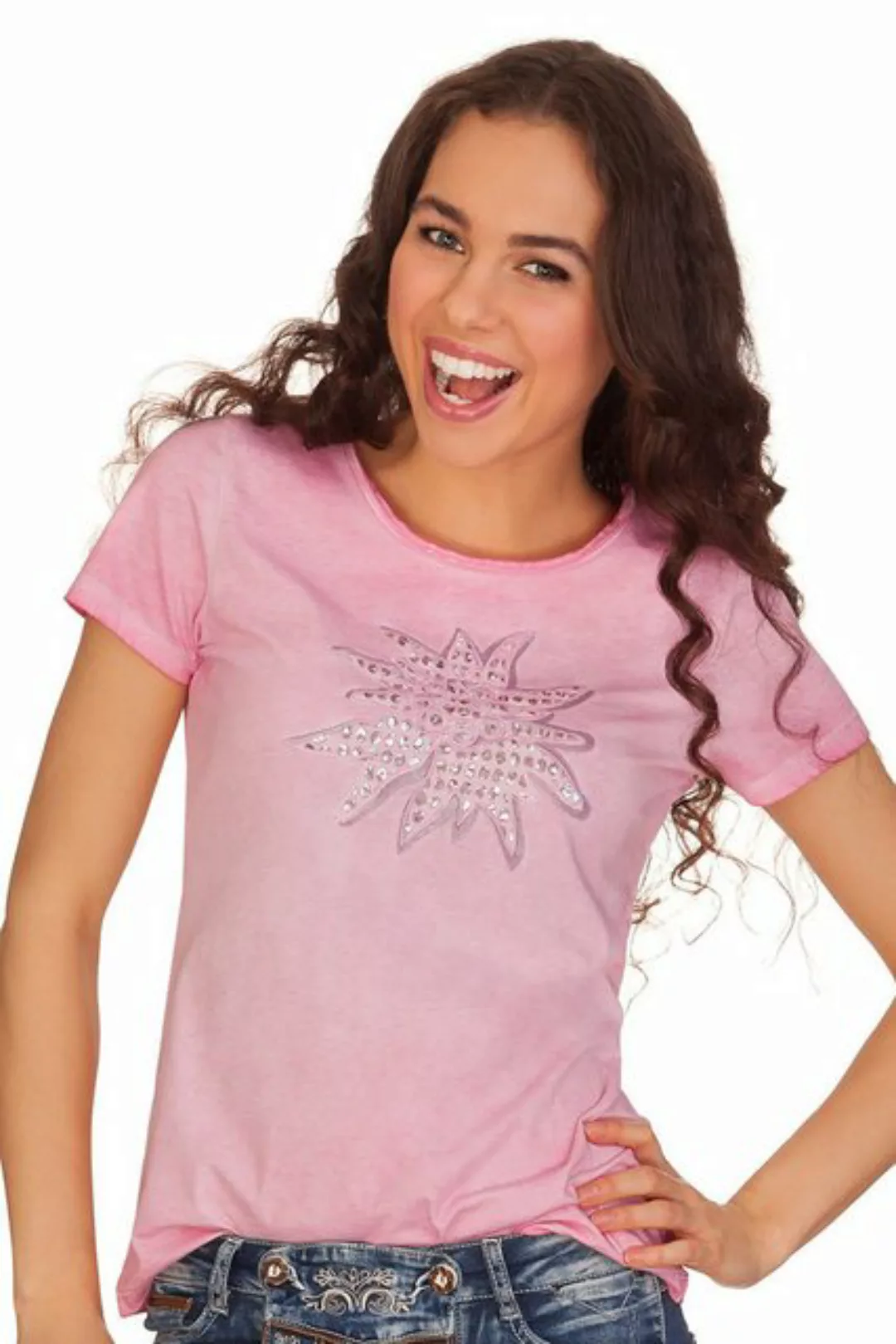 MarJo Trachtenshirt Trachtenshirt Damen - EDELWEIß - blau, pink günstig online kaufen