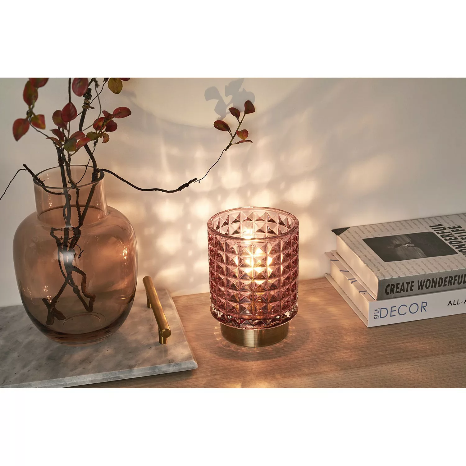 LED Tischleuchte Cute Glamour in Rosa und Messing 0,4W 15lm günstig online kaufen