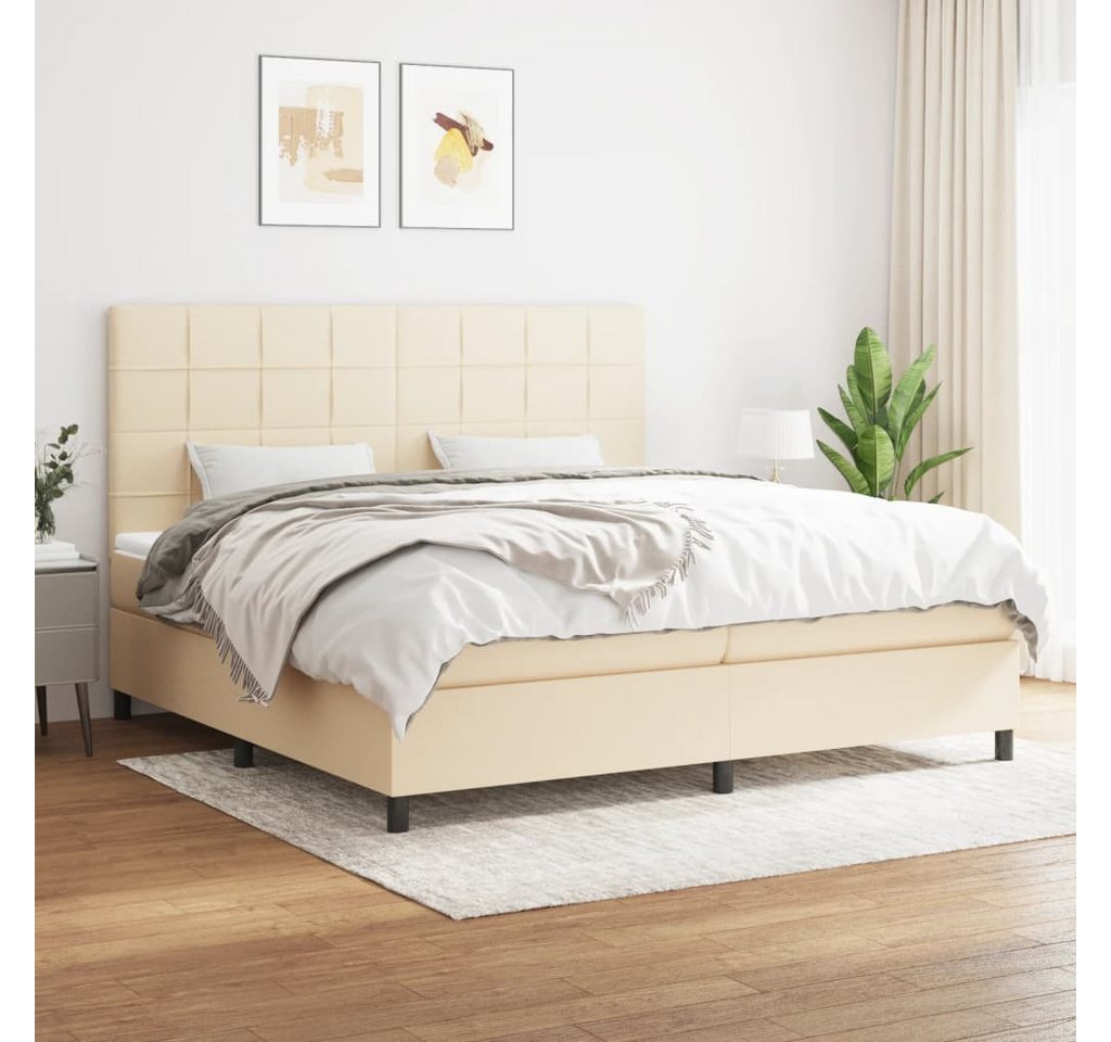 vidaXL Boxspringbett Boxspringbett mit Matratze Creme 200x200 cm Stoff Bett günstig online kaufen