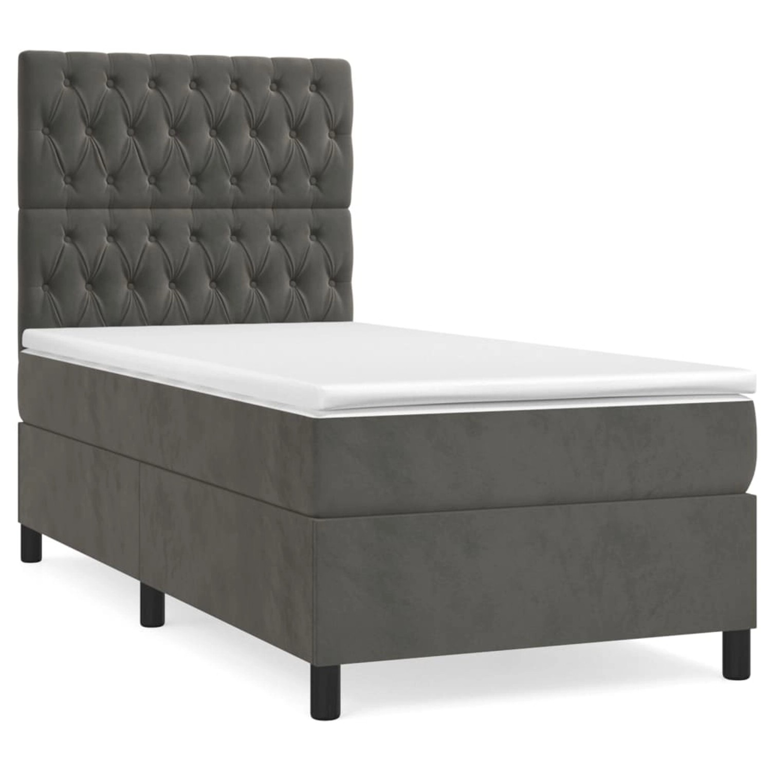 vidaXL Boxspringbett mit Matratze Dunkelgrau 90x190 cm Samt1357718 günstig online kaufen