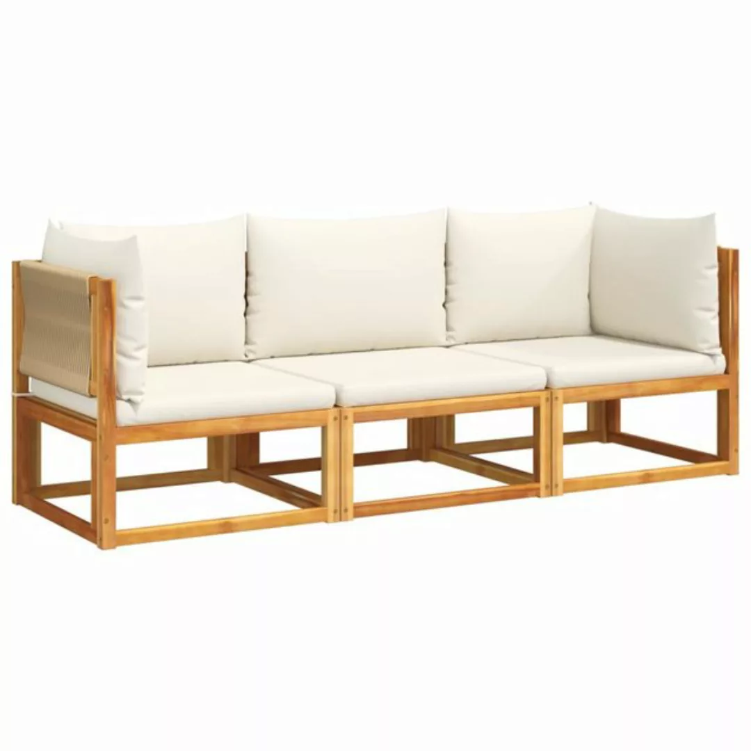 vidaXL Loungesofa 3-tlg. Garten-Sofagarnitur mit Kissen Massivholz, 1 Teile günstig online kaufen