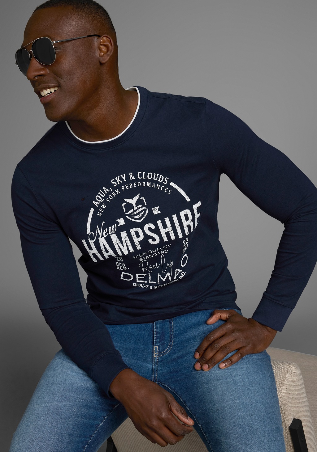 DELMAO Langarmshirt, mit modernem Print - NEUE KOLLEKTION günstig online kaufen