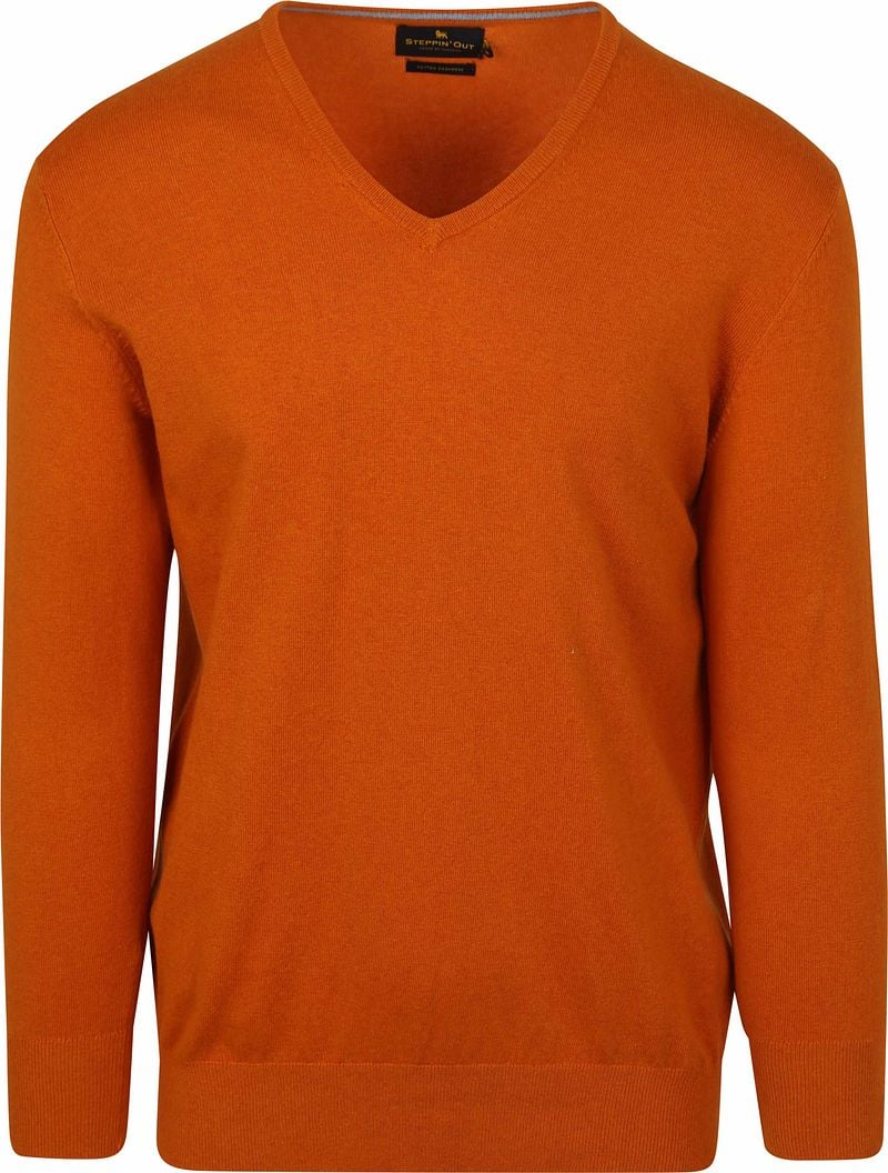 Steppin' Out Pullover Cotton Cashmere V-Ausschnitt Orange  - Größe S günstig online kaufen