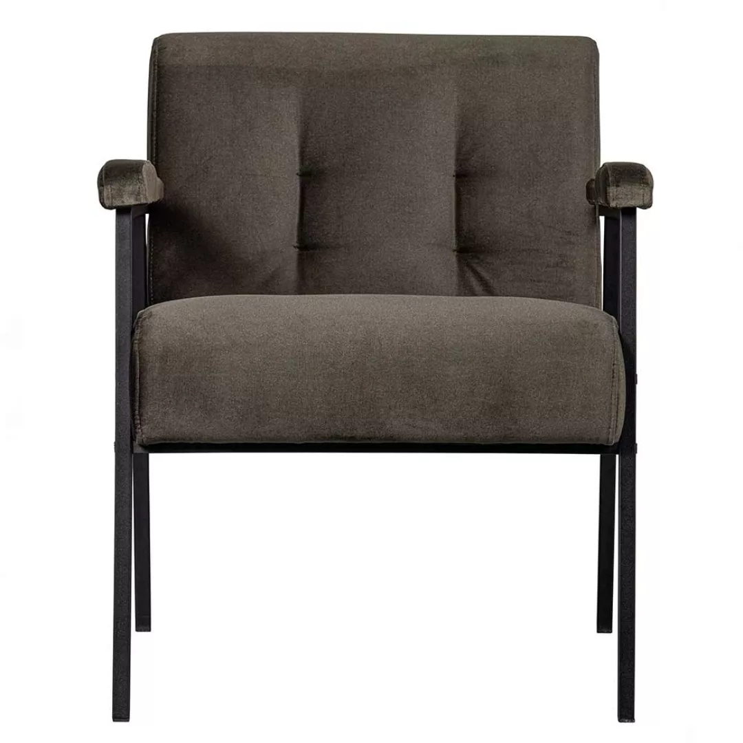 Wohnzimmer Sessel Samt in Dunkelgrün Vierfußgestell aus Metall günstig online kaufen