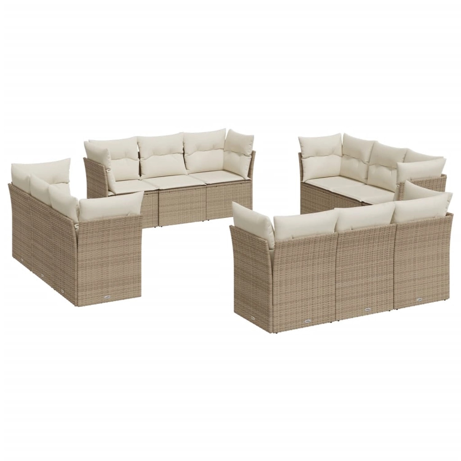 vidaXL 12-tlg Garten-Sofagarnitur mit Kissen Beige Poly Rattan Modell 18 günstig online kaufen