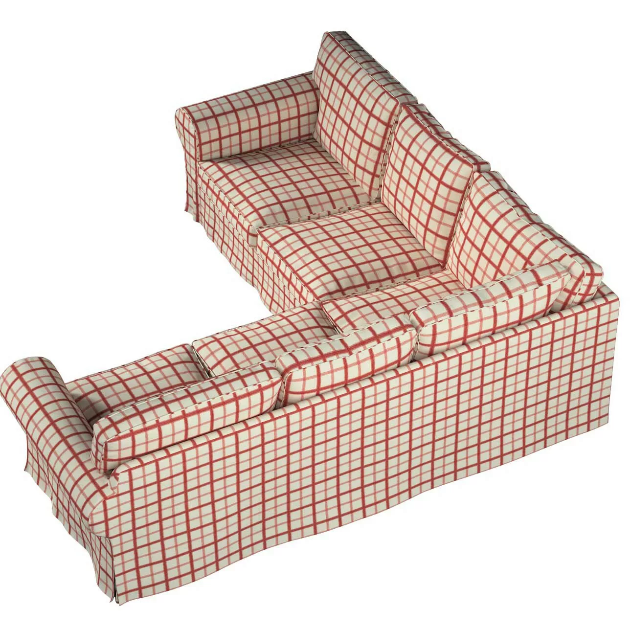 Bezug für Ektorp Ecksofa, rot-creme, Sofahusse für Ektorp Ecksofa, Avinon ( günstig online kaufen