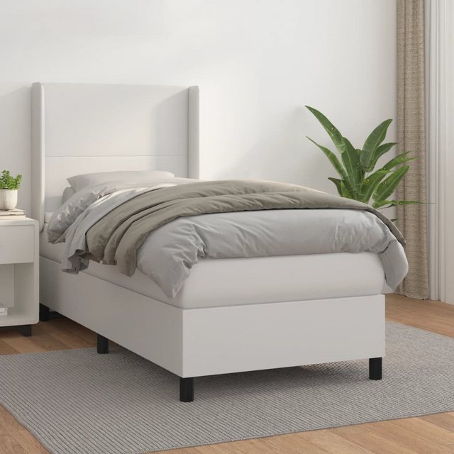 vidaXL Bett Boxspringbett mit Matratze Weiß 80x200 cm Kunstleder günstig online kaufen