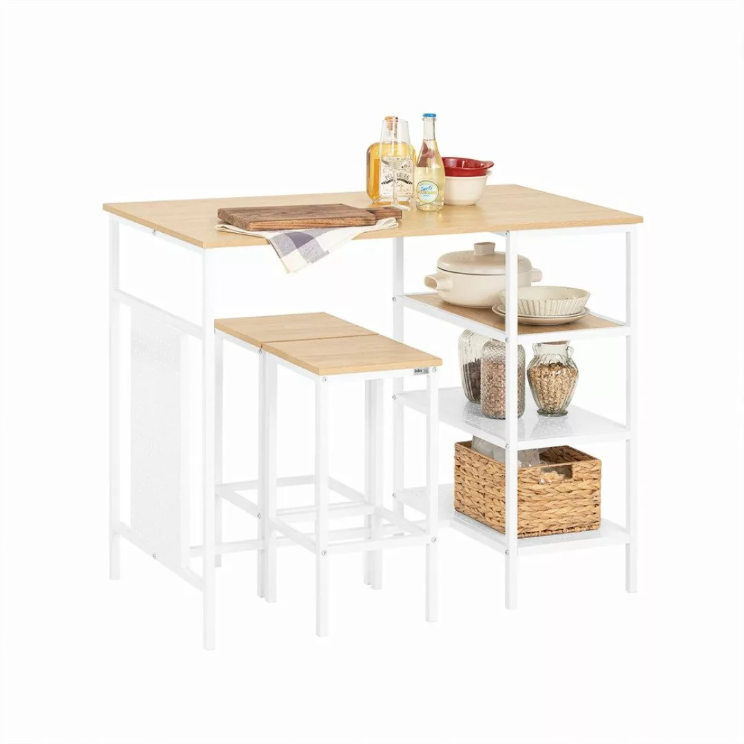 SoBuy Set 3-teilig Esstisch Bartisch mit 2 Stühlen Sitzgruppe Natur OGT51-W günstig online kaufen
