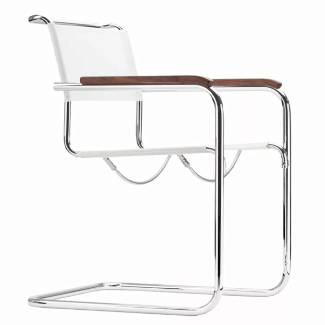 THONET Stahlrohr-Freischwinger S 34 N mit Armlehnen | Netzbespannung weiß | günstig online kaufen