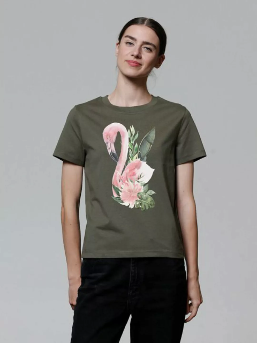 wat? Apparel T-Shirt Flamingo mit Blumen günstig online kaufen