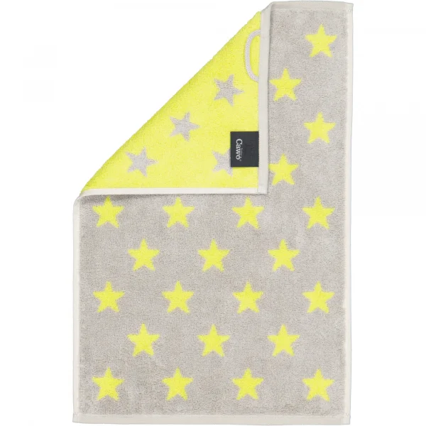 Cawö Handtücher NEW STARS Sterne klein 6261 - Farbe: platin/lime - 75 - Was günstig online kaufen