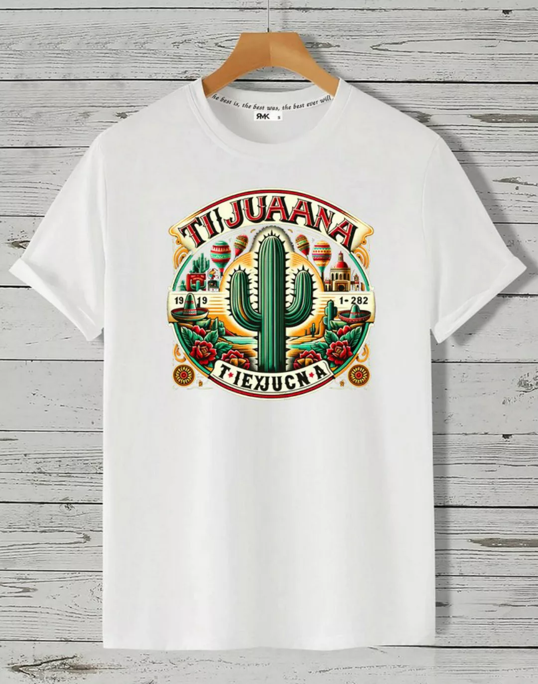 RMK T-Shirt Herren Shirt Basic Rundhals mit Mexico Tijuana Print günstig online kaufen