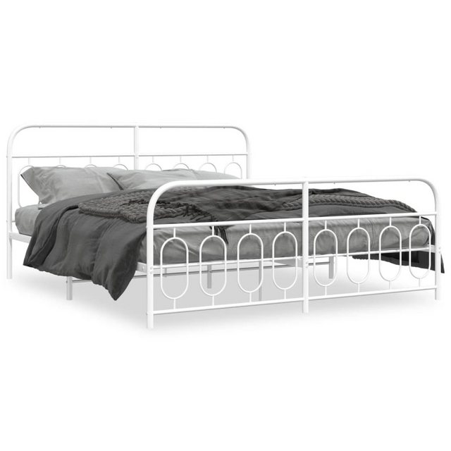 vidaXL Bett, Bettgestell mit Kopf- und Fußteil Metall Weiß 180x200 cm günstig online kaufen