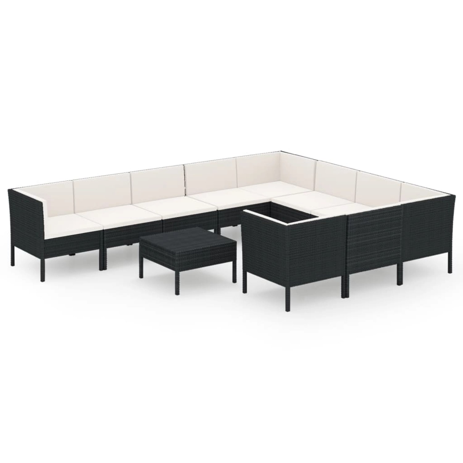 11-tlg. Garten-lounge-set Mit Auflagen Poly Rattan Schwarz günstig online kaufen