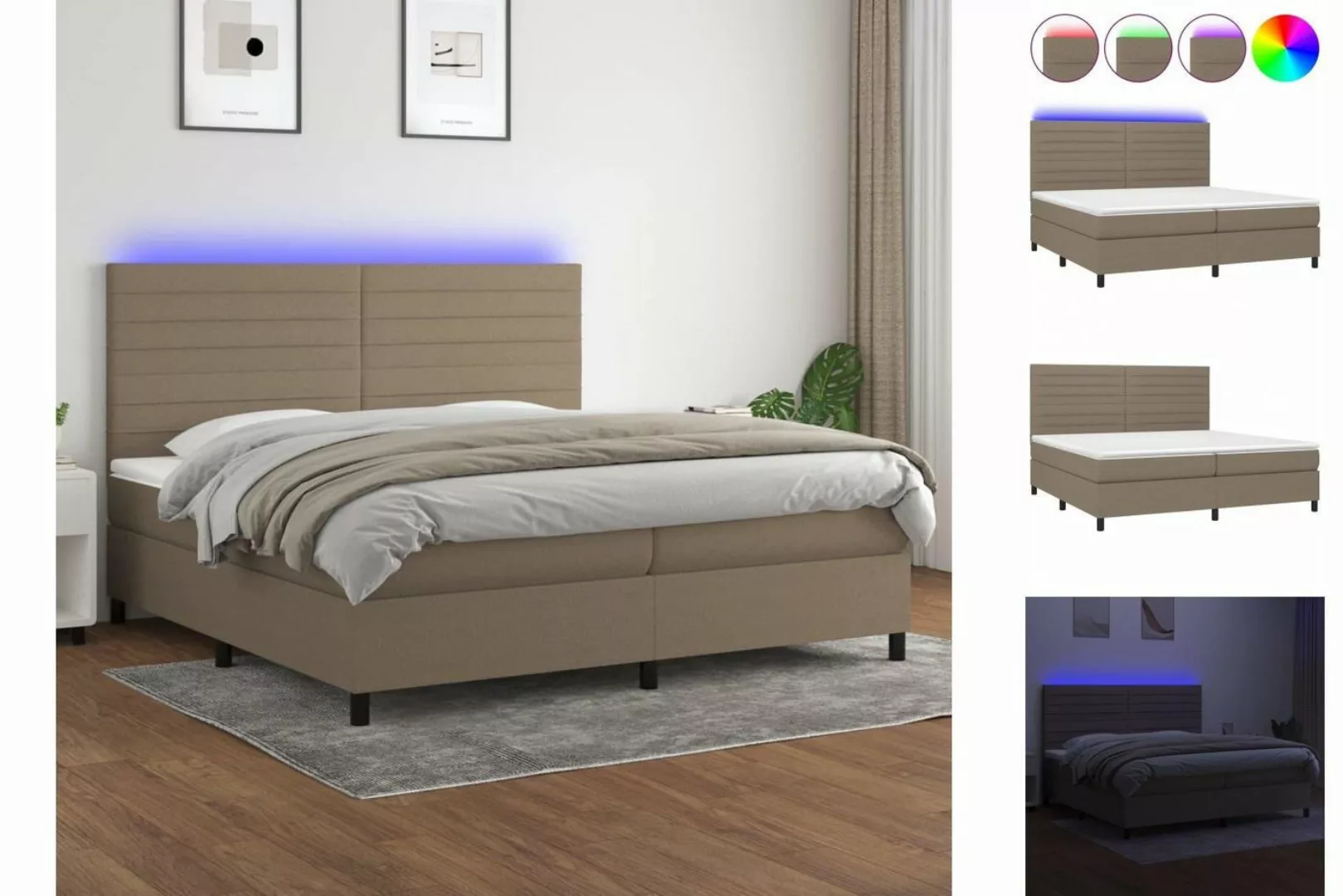 vidaXL Boxspringbett Bett Boxspringbett mit Matratze & LED Stoff (200 x 200 günstig online kaufen