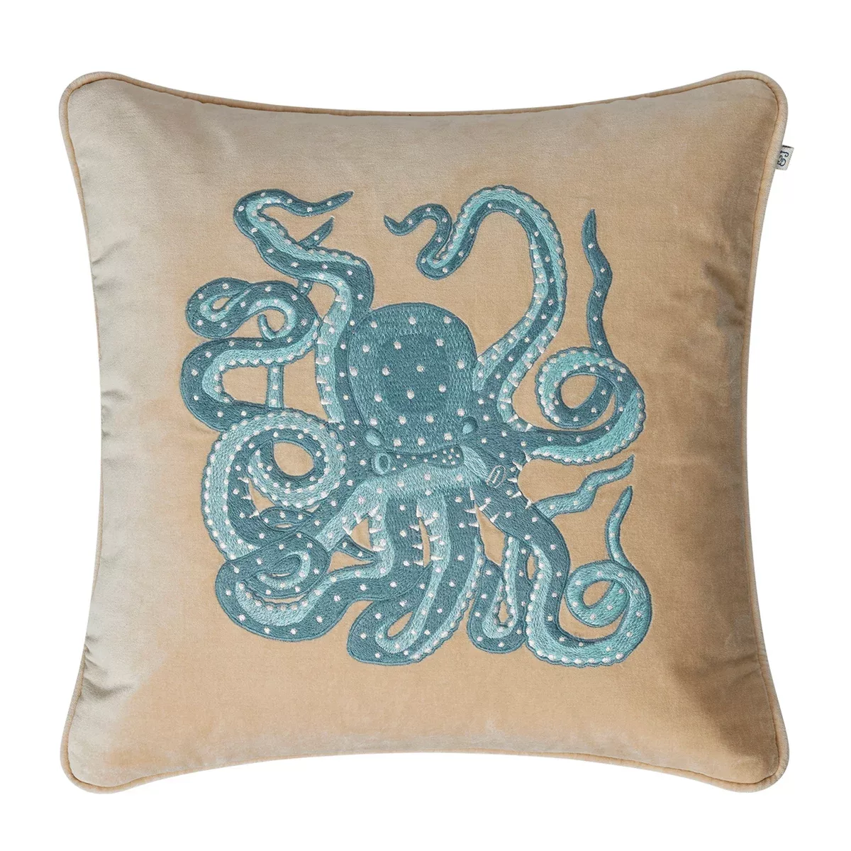 Embroidered Octopus Kissenbezug 50 x 50cm Beige-aqua günstig online kaufen