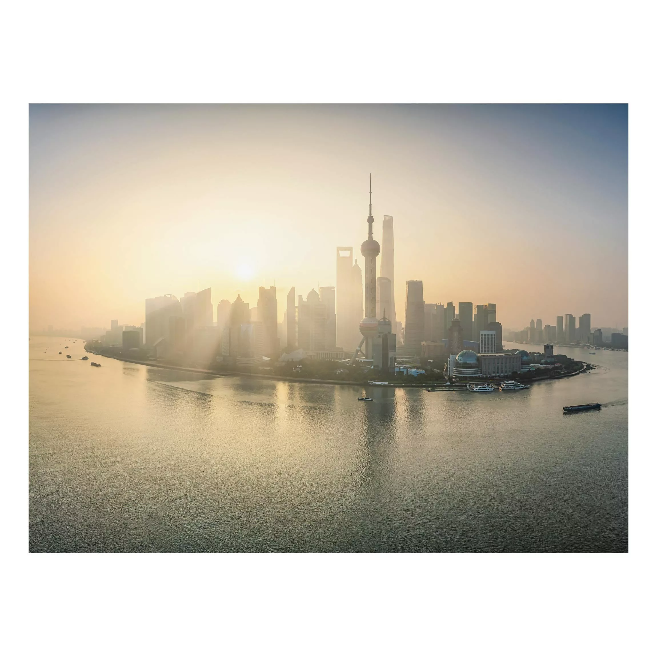 Alu-Dibond Bild Pudong bei Sonnenaufgang günstig online kaufen