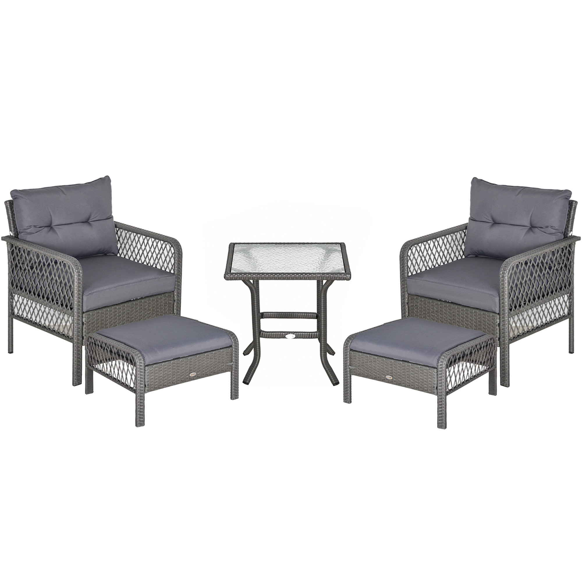 Outsunny Rattan Gartenmöbel Set für 4 Personen, Balkonmöbel Set mit Sofa, H günstig online kaufen