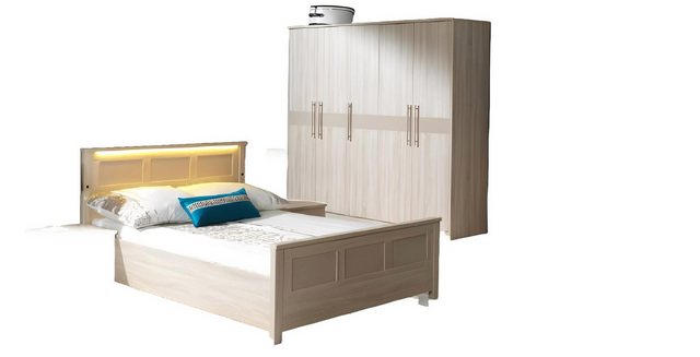 Xlmoebel Bett Schlafzimmermöbel-Set mit Bett, Kleiderschrank und Nachttisch günstig online kaufen