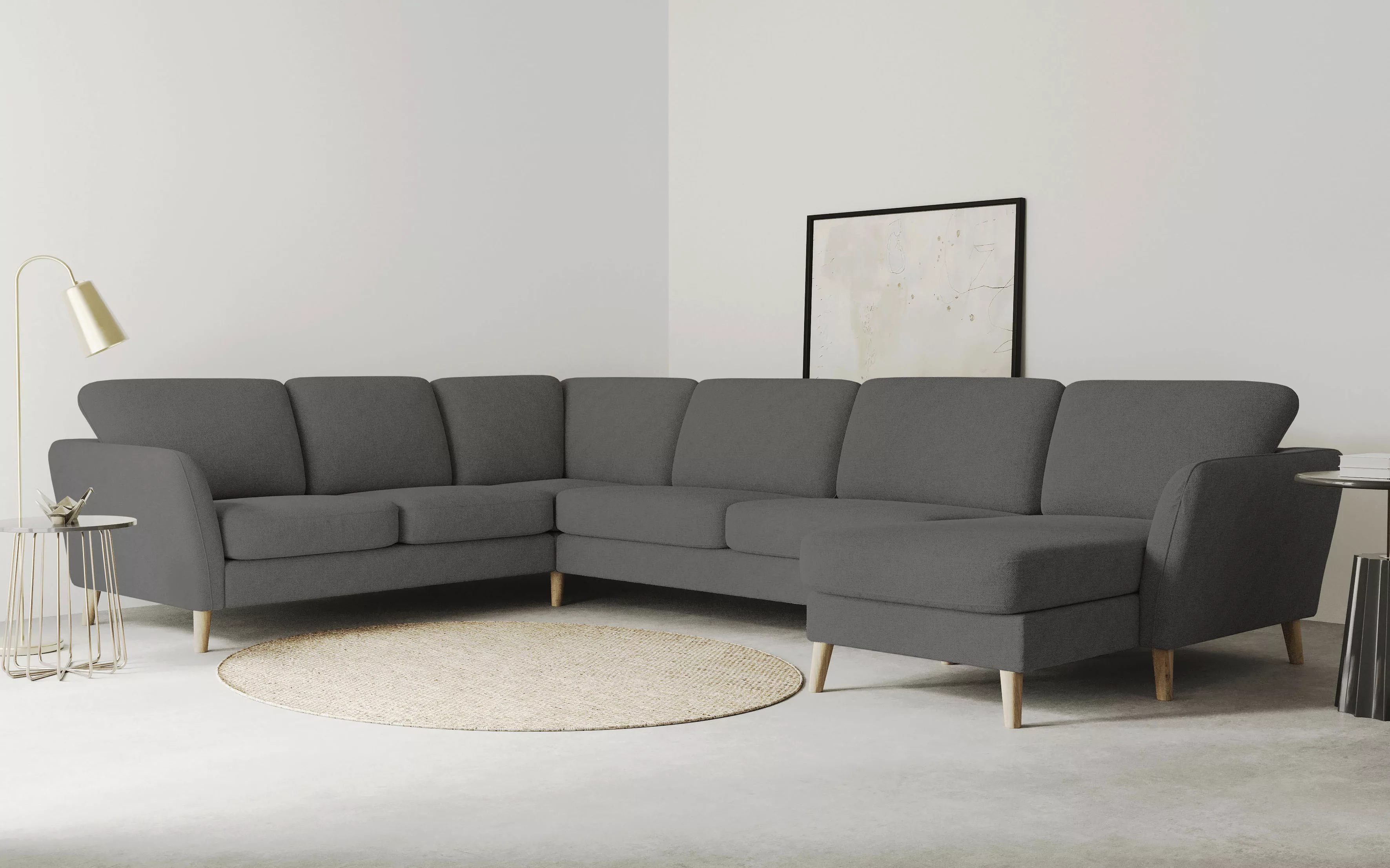 Home affaire Wohnlandschaft "MARSEILLE XXL 349cm, U-Form, Ottomane rechts/l günstig online kaufen