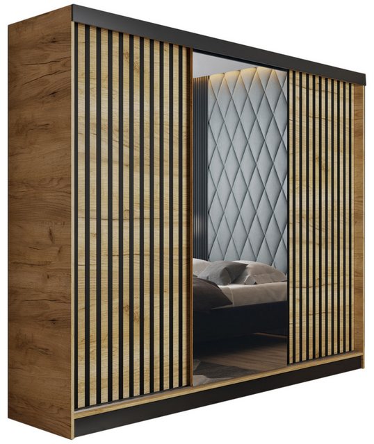 Compleo Schwebetürenschrank mit Spiegel, Breite: 200 cm, Modern design, Lam günstig online kaufen