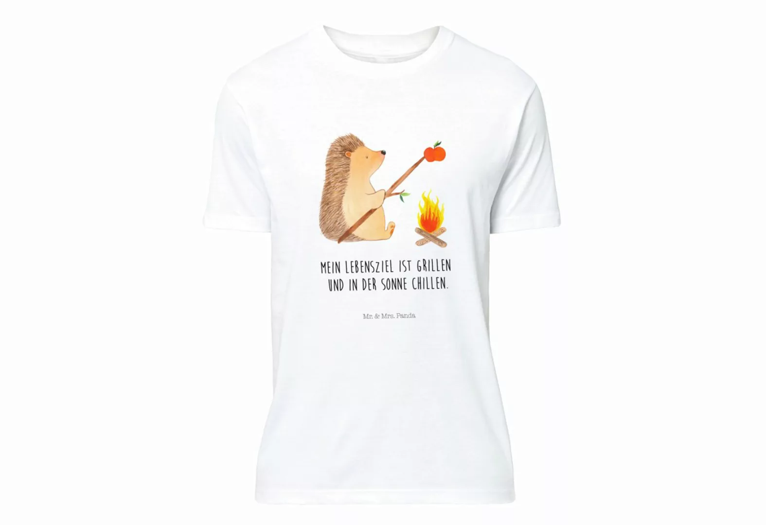 Mr. & Mrs. Panda T-Shirt Igel grillt - Weiß - Geschenk, Party, Schlafshirt, günstig online kaufen