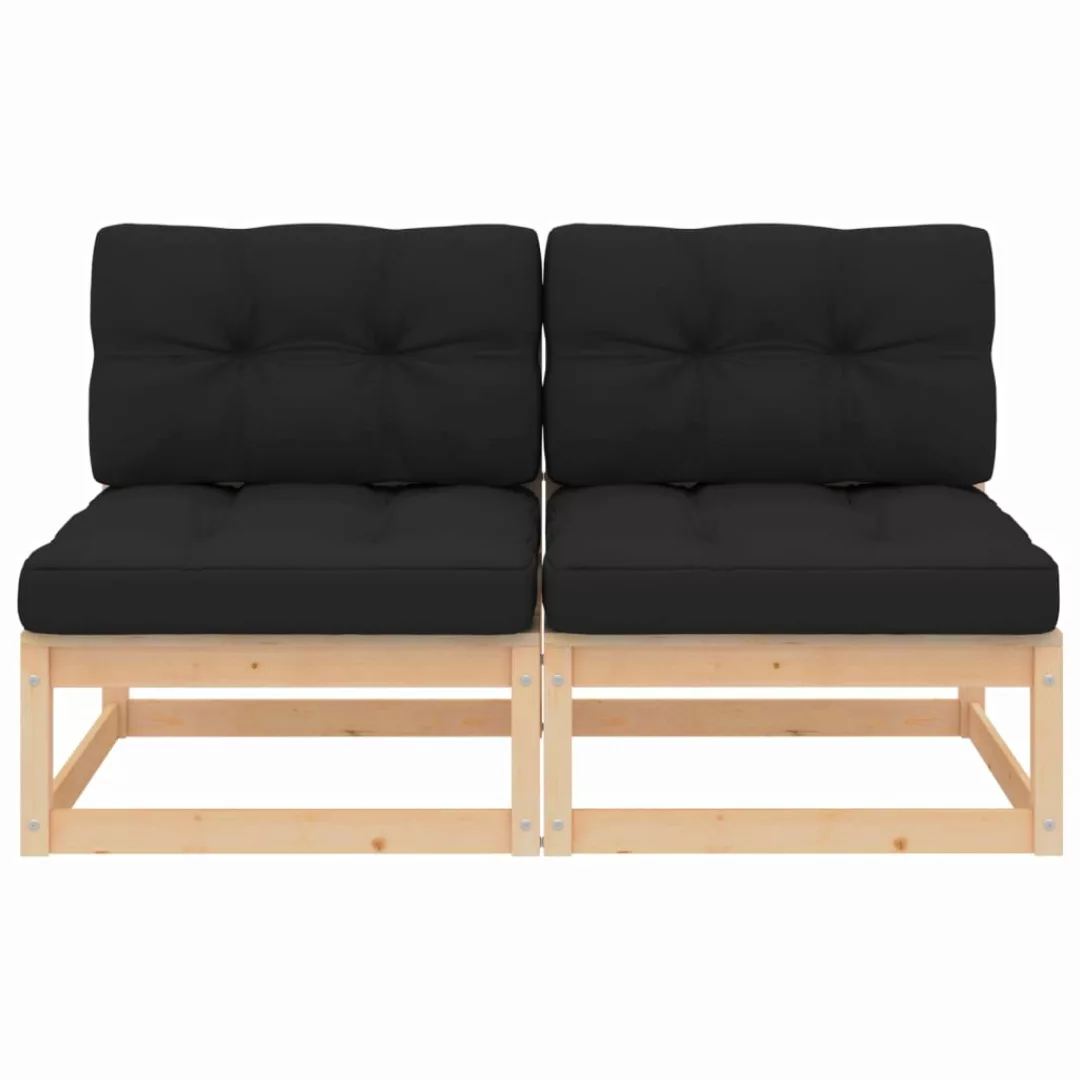 Garten-mittelsofas Mit Kissen 2 Stk. Massivholz Kiefer günstig online kaufen