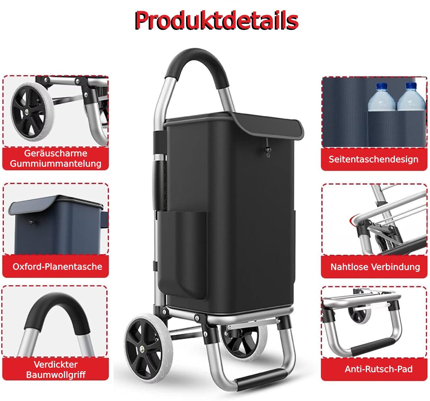 ibettertec Einkaufstrolley Einkaufstrolley, 3in1 Trolley Einkaufswagen, günstig online kaufen