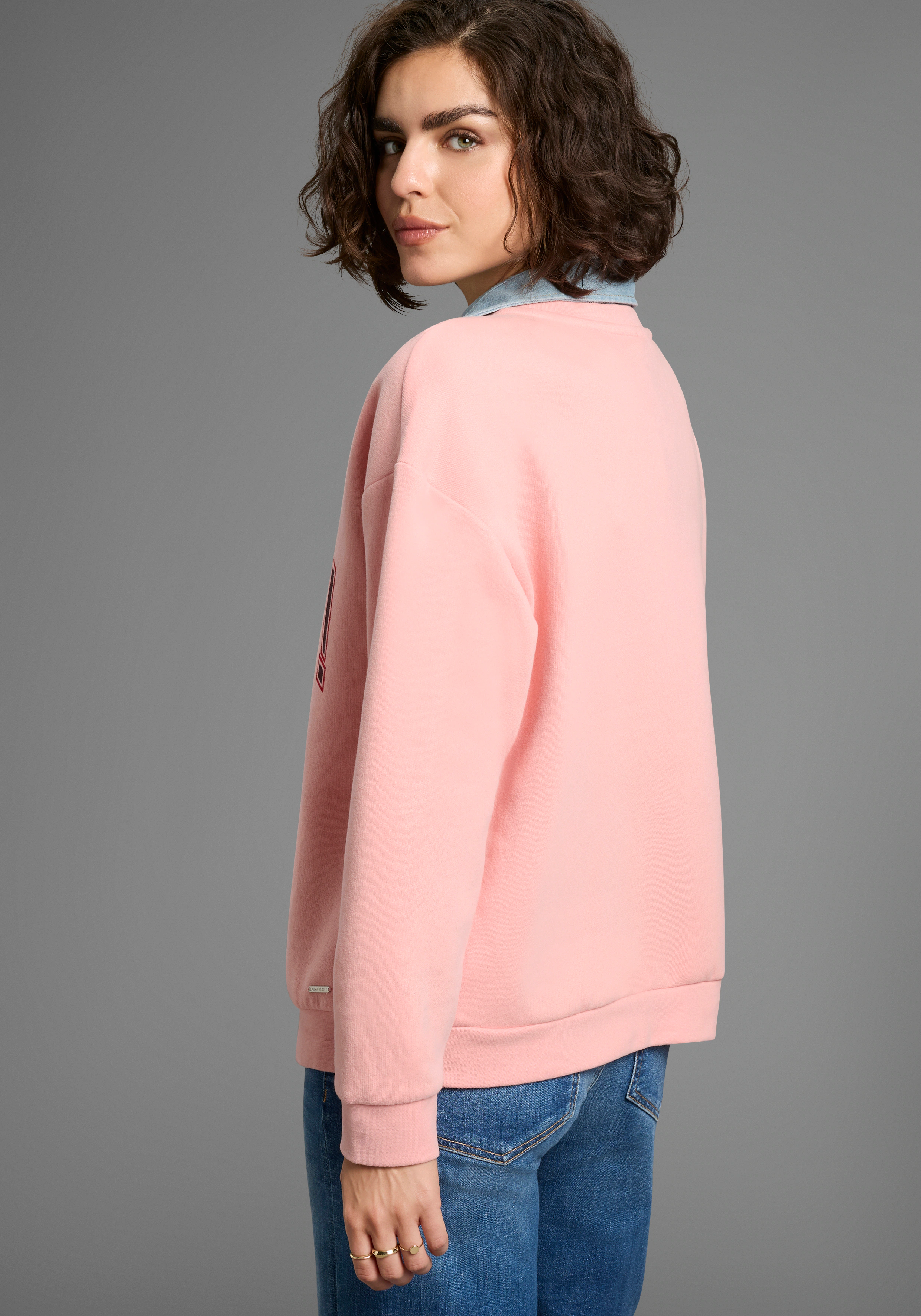 Laura Scott Sweatshirt, Angeraute Sweatware mit modischem Print und Rundhal günstig online kaufen
