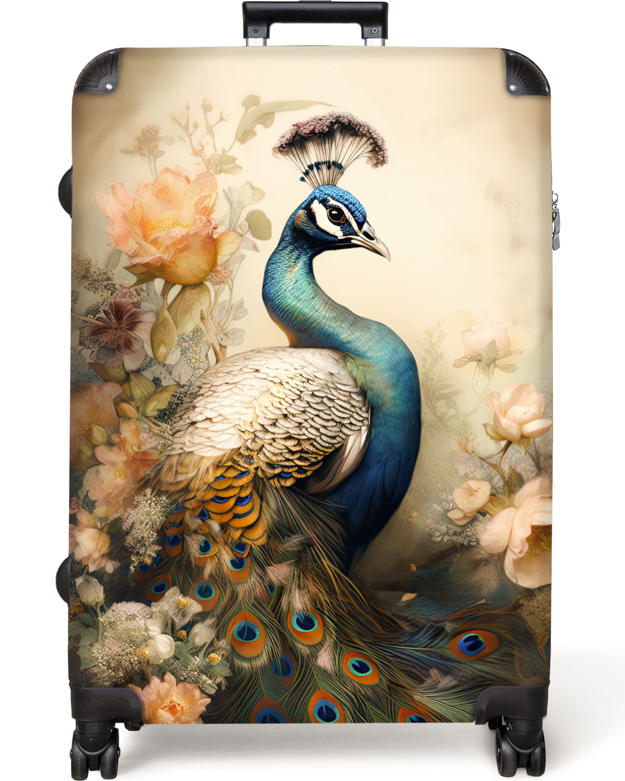 NoBoringSuitcases.com© Hartschalen-Trolley Pfau - Pfauenfedern - günstig online kaufen