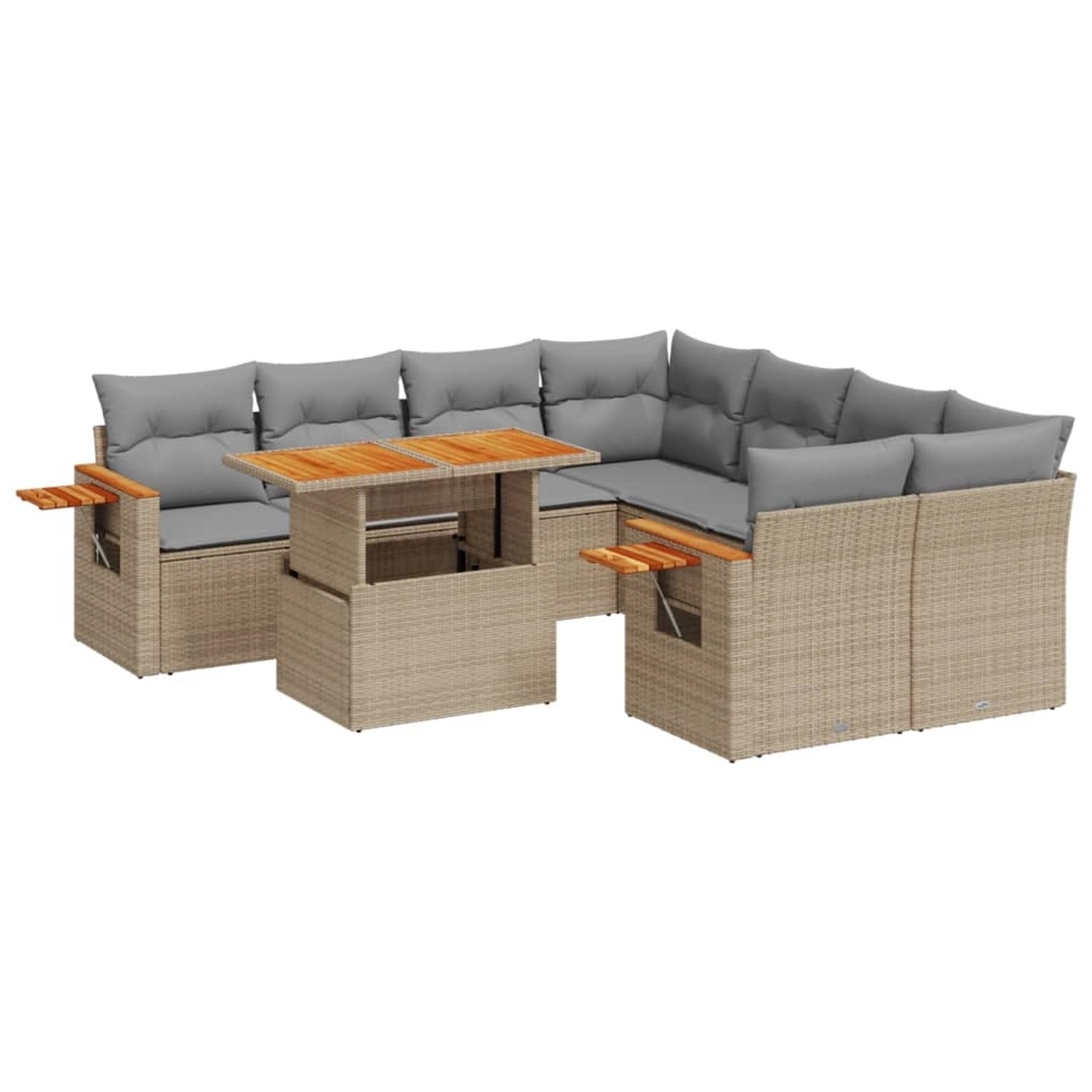 vidaXL 9-tlg Garten-Sofagarnitur mit Kissen Beige Poly Rattan Modell 238 günstig online kaufen