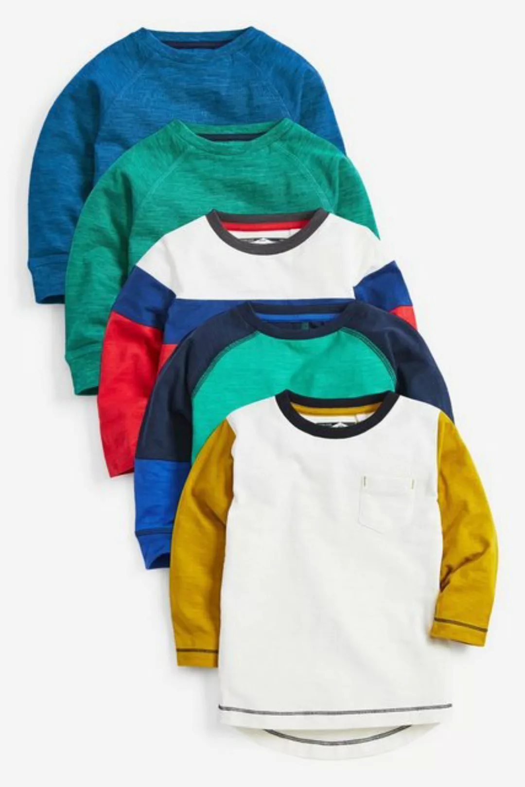Next Langarmshirt Langärmelige T-Shirts in Blockfarben, 5er-Pack (5-tlg) günstig online kaufen
