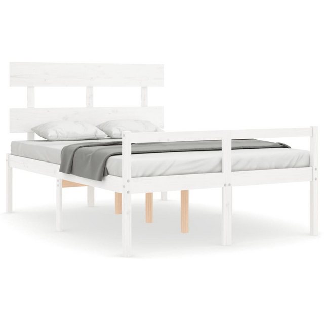 vidaXL Bett Seniorenbett mit Kopfteil 140x190 cm Weiß Massivholz günstig online kaufen