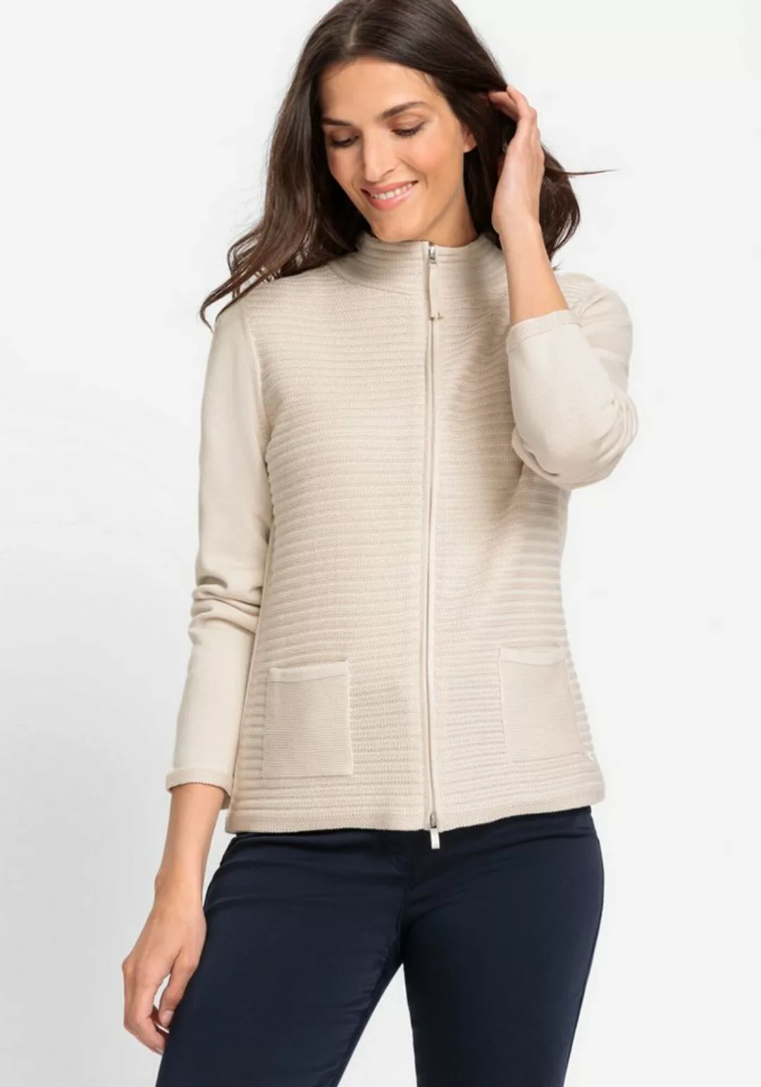 Olsen Strickjacke mit Rippenstruktur auf der Vorderseite günstig online kaufen