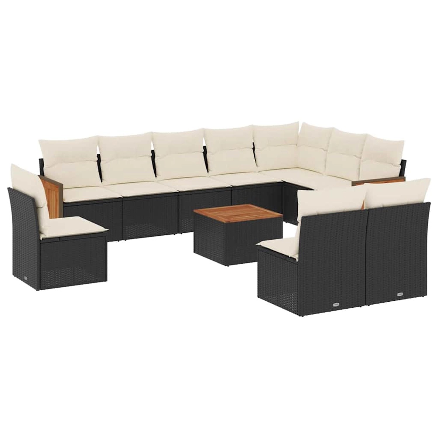 vidaXL 11-Tlg Garten-Sofagarnitur mit Kissen Schwarz Poly Rattan 3260159 günstig online kaufen