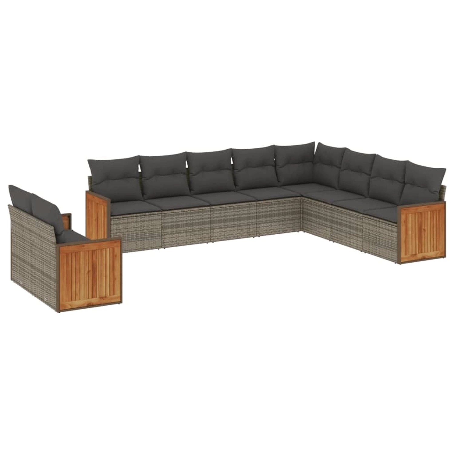 vidaXL 10-Tlg Garten-Sofagarnitur mit Kissen Grau Poly Rattan 3227796 günstig online kaufen