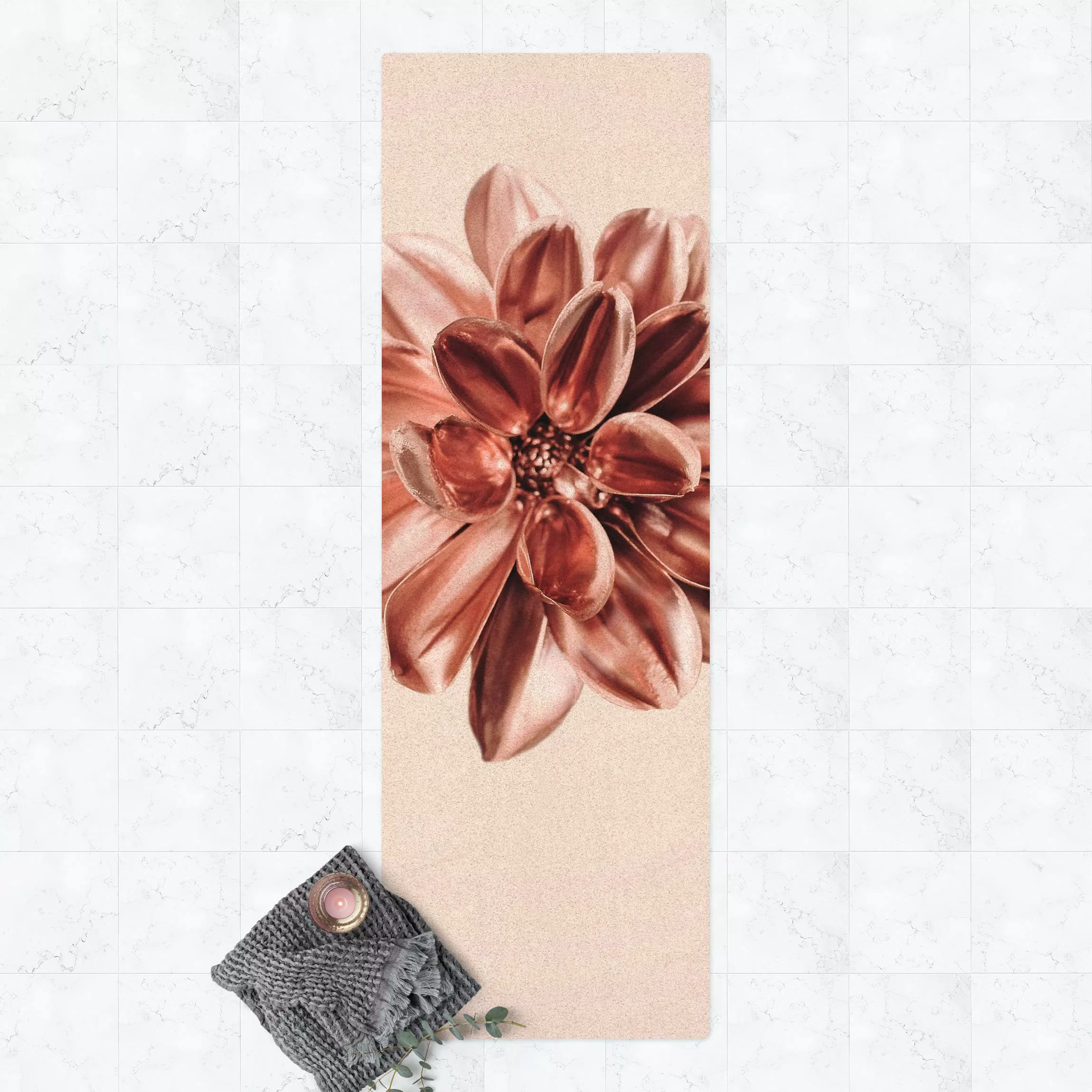 Kork-Teppich Dahlie Rosegold Metallic Rosa günstig online kaufen