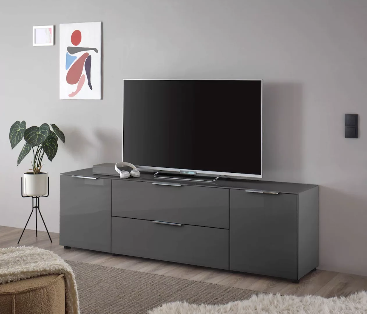 HBZ Lowboard "Santorin TV Möbel bis 65 Zoll, Stellmaß BxHxT 180x55x40 cm", günstig online kaufen