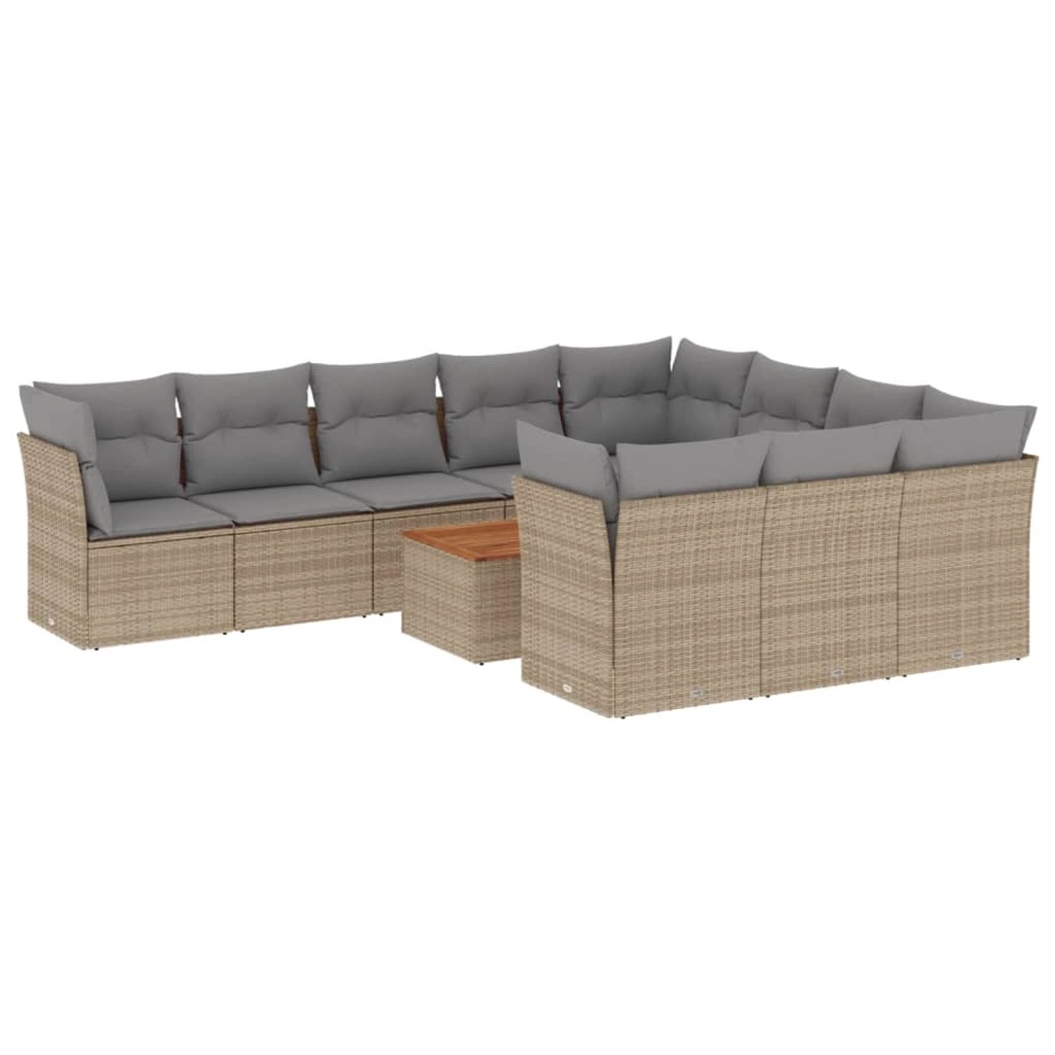 vidaXL 11-Tlg Garten-Sofagarnitur mit Kissen Beige Poly Rattan 3223840 günstig online kaufen