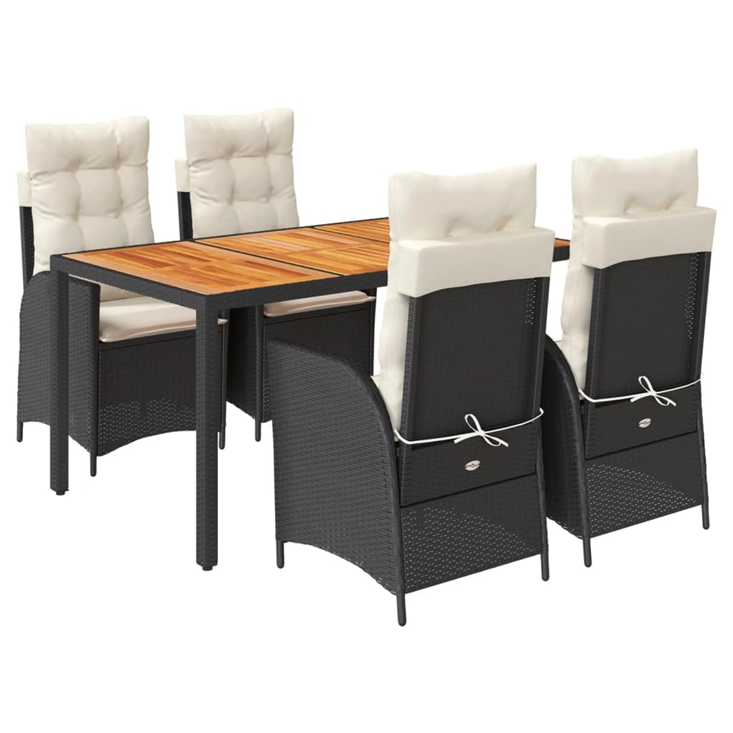 vidaXL 5-Tlg Garten-Essgruppe mit Kissen Schwarz Poly Rattan 3213088 günstig online kaufen