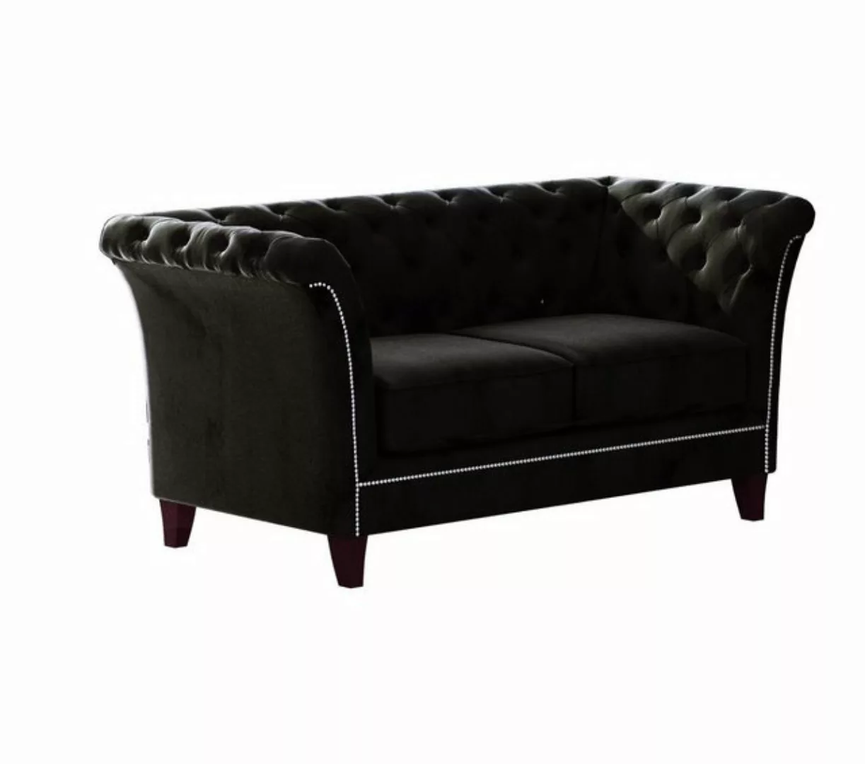 S-Style Möbel Chesterfield-Sofa Rainsburg 2-Sitzer aus Samt-Stoff mit Holzf günstig online kaufen