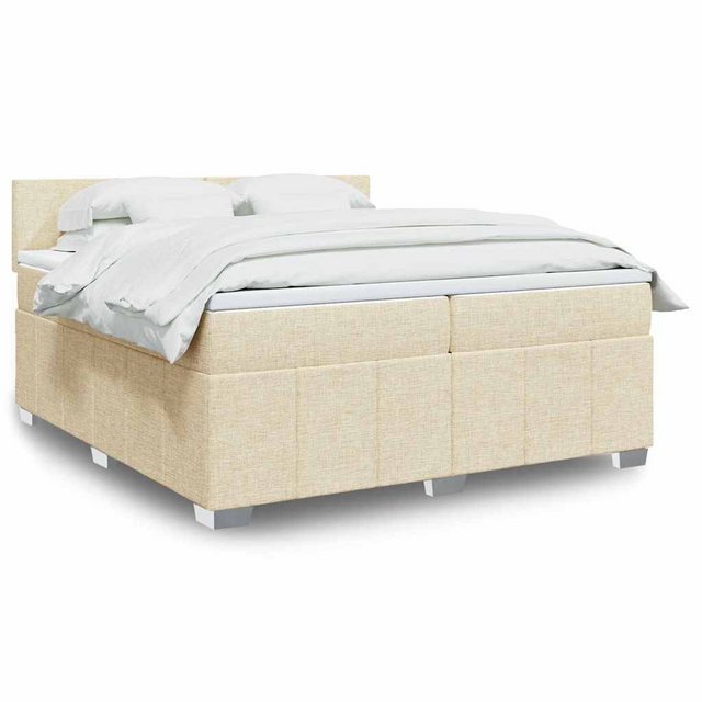 vidaXL Boxspringbett, Boxspringbett mit Matratze Creme 200x200 cm Stoff günstig online kaufen