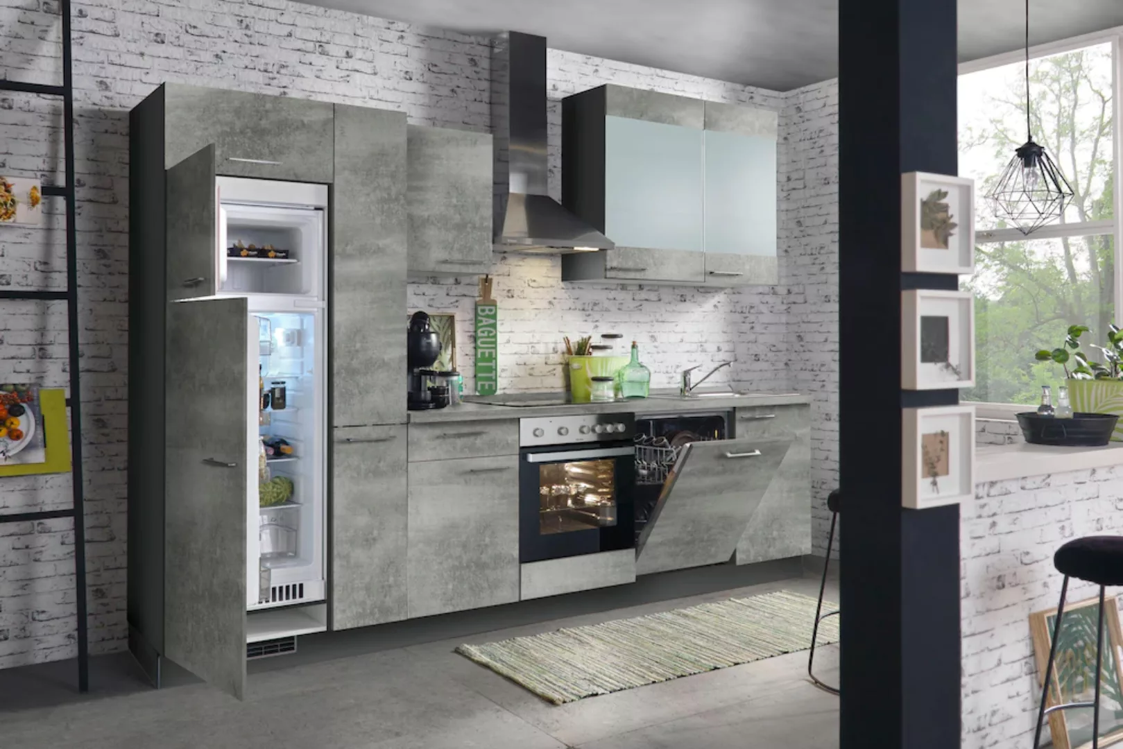 Kochstation Küchenzeile »Trea, wahlweise mit E-Geräten, höhenverstellbare F günstig online kaufen