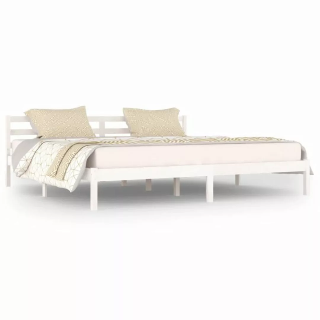furnicato Bett Massivholzbett Kiefer 200x200 cm Weiß günstig online kaufen