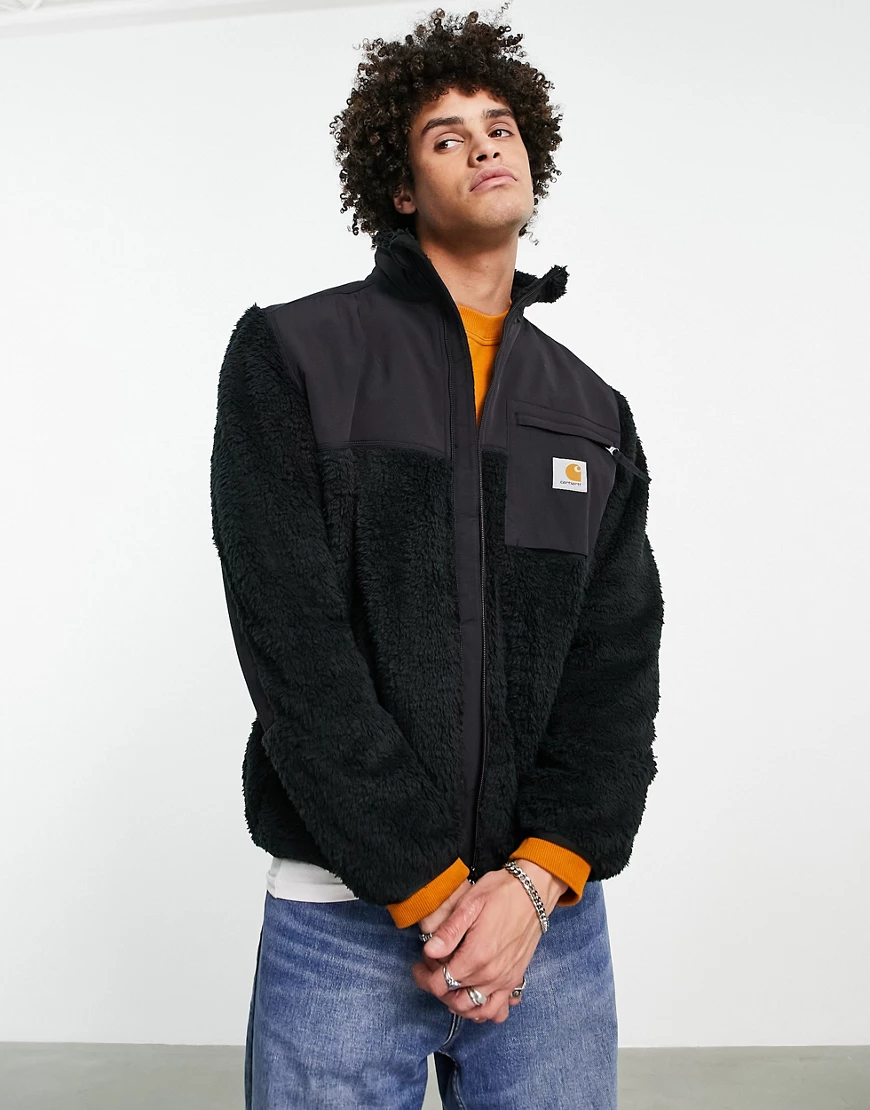 Carhartt WIP – Jackson – Sweatshirtjacke aus Flor-Fleece in Schwarz günstig online kaufen