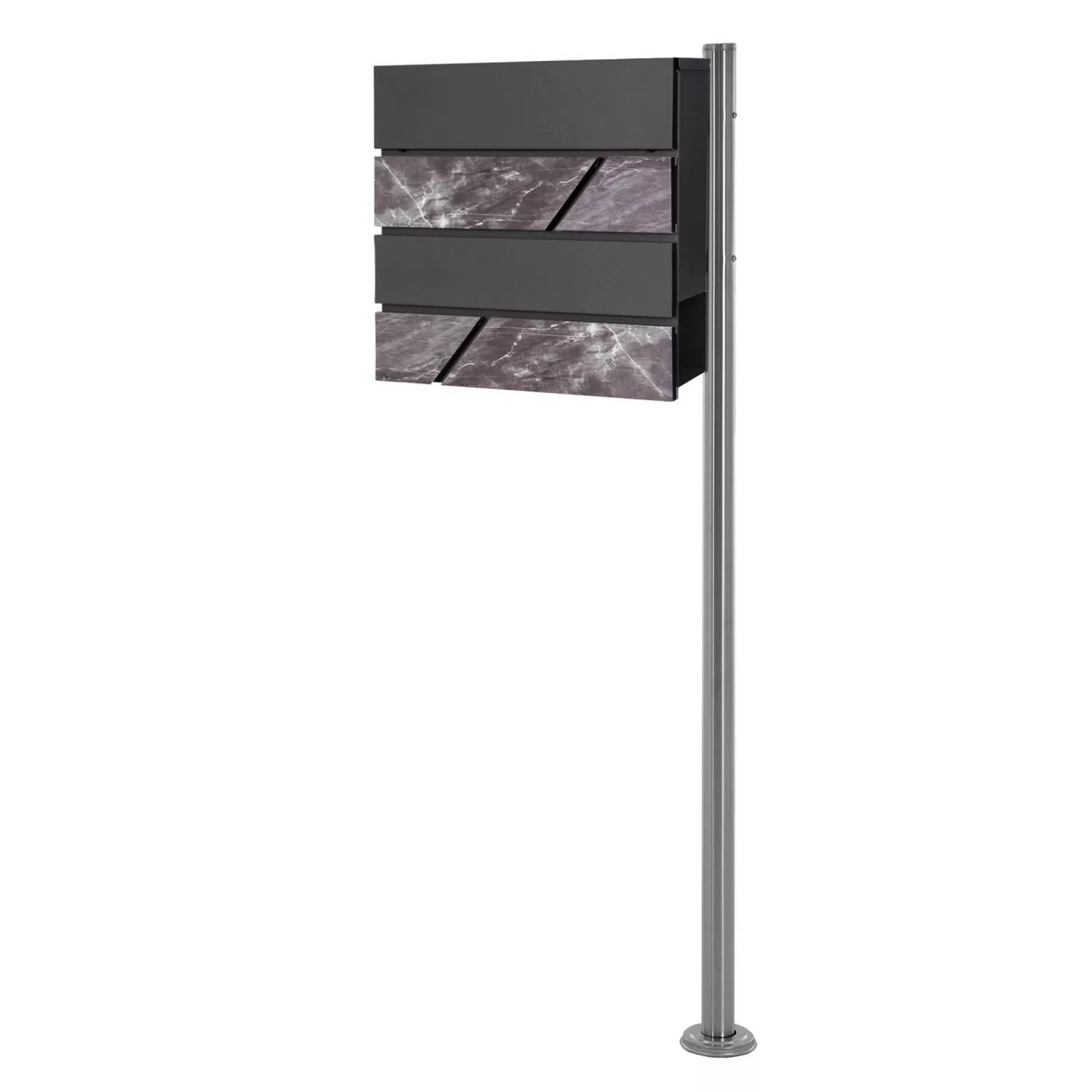 ML-Design Standbriefkasten mit Zeitungsfach mit Pfosten 120cm Silber Edelst günstig online kaufen